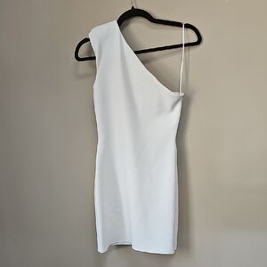Amanda Uprichard White Asymmetric One-Shoulder Mini Dress